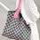 Thumbnail: Checkered Crochet Knit Canvas Commuter Bag