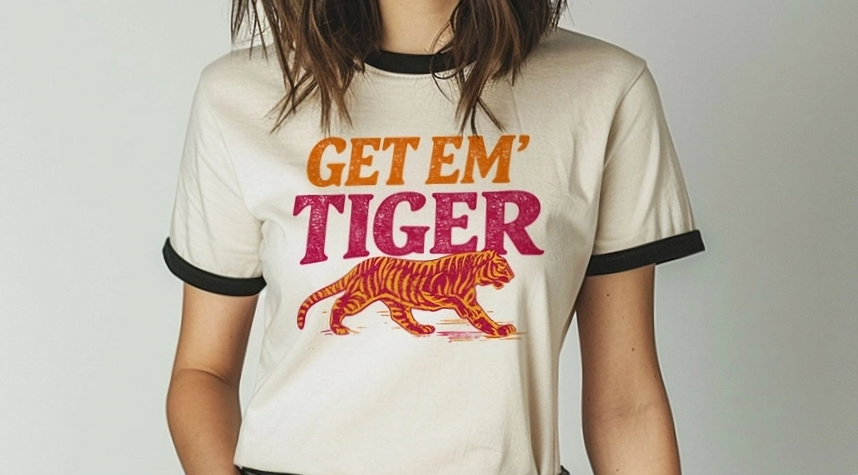 Get Em' Tiger Retro Ringer Tee