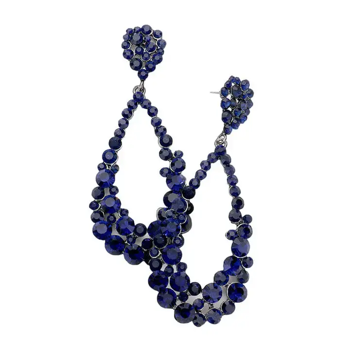 Thumbnail: Crystal Bubble Cluster Teardrop Earrings