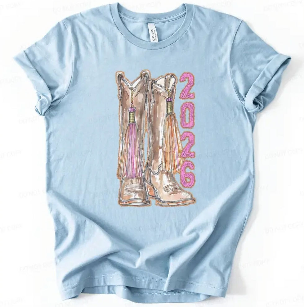Thumbnail: Class of 2026 Western Cowgirl Boots Short Sleeve Graphic Tee