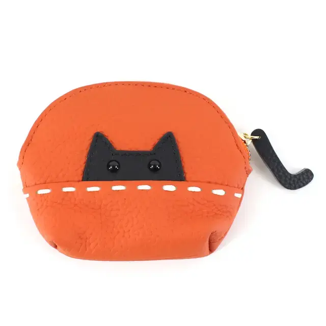 Thumbnail: Leather Kitty Coin Purse w/Key Chain