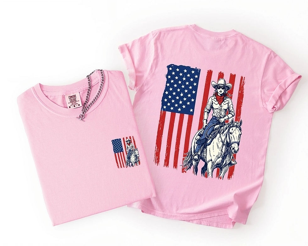 Thumbnail: American Girl on Horse USA Flag Short Sleeve Graphic Tee