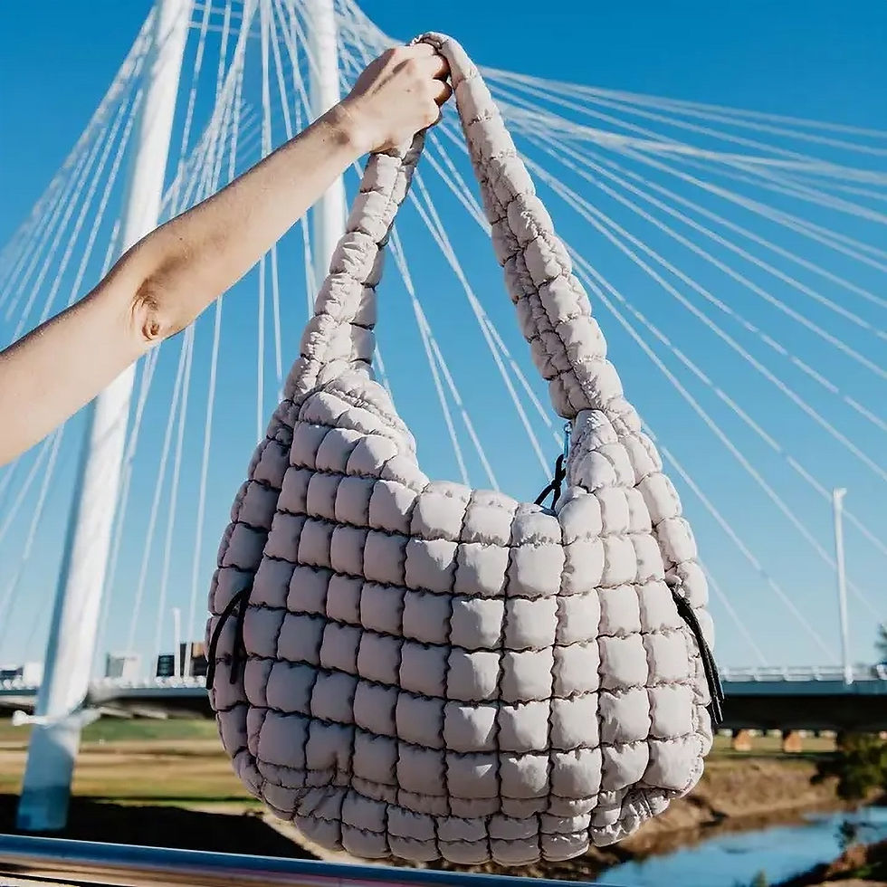 Thumbnail: Oversized Quilted Hobo Tote Bag