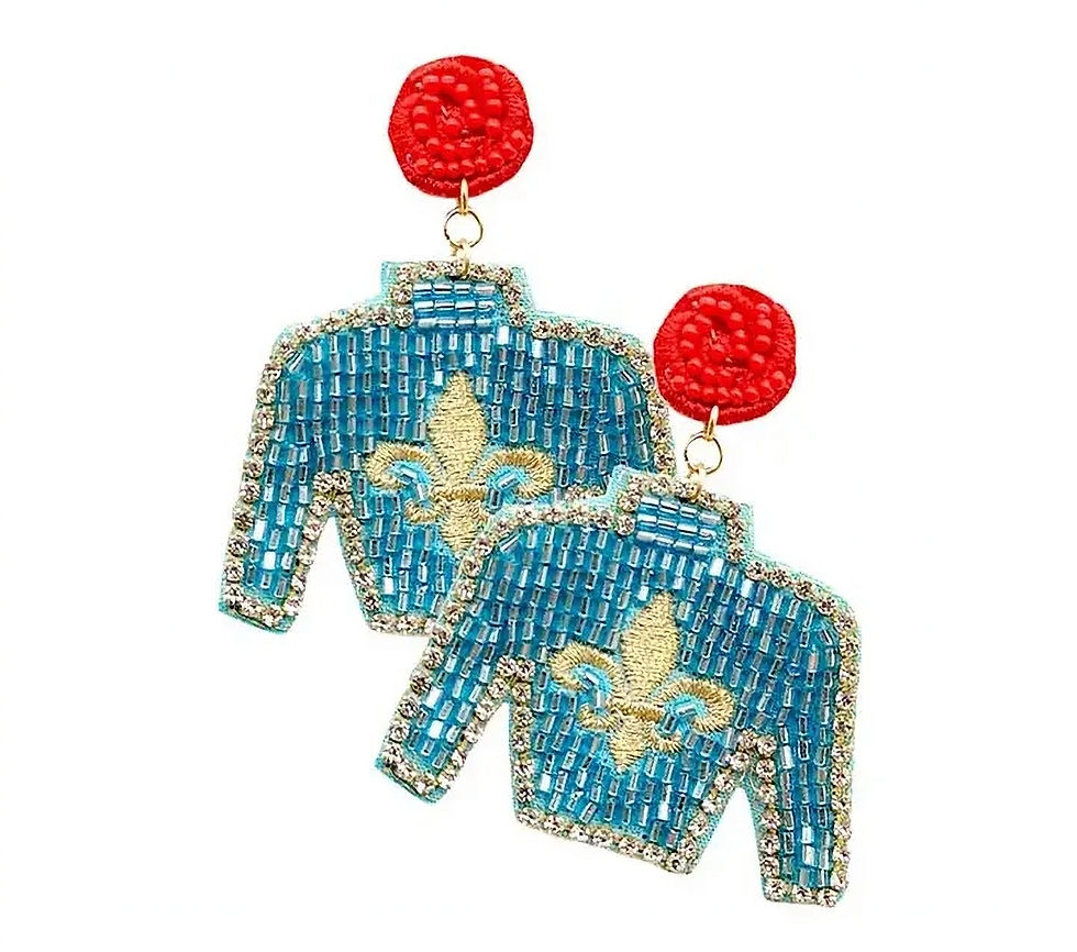 Thumbnail: Fleur De Lis Jockey Silk Earrings