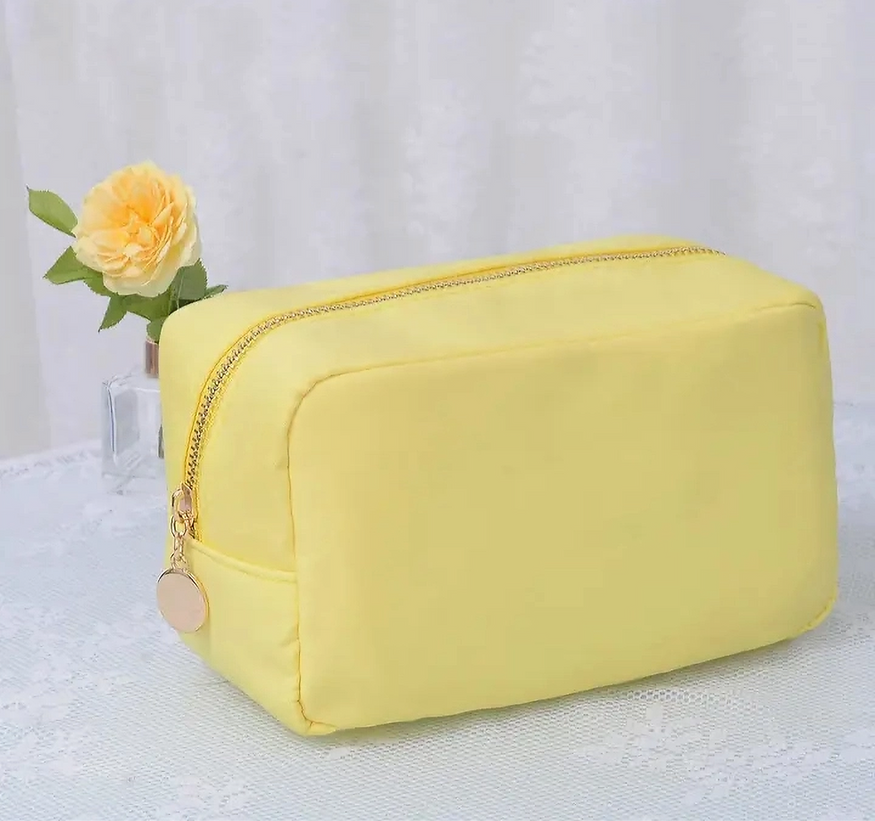 Thumbnail: Emma Round Zippered Nylon Cosmetic Pouch Bag