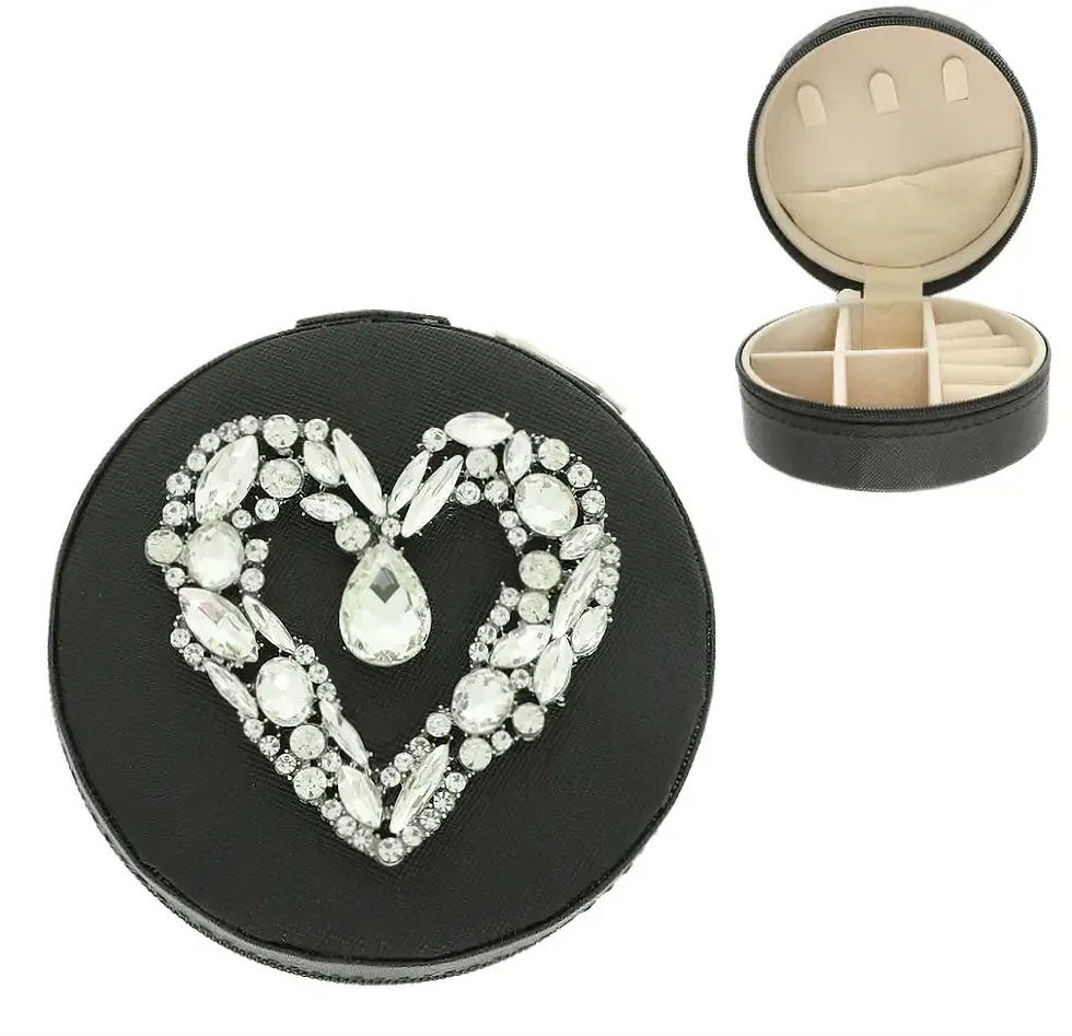 Thumbnail: Crystal Heart Embellished Travel Jewelry Box