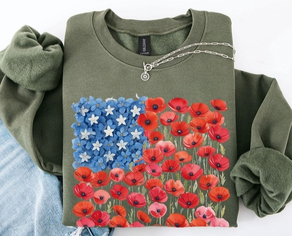Thumbnail: Floral American Flag Graphic Sweatshirt