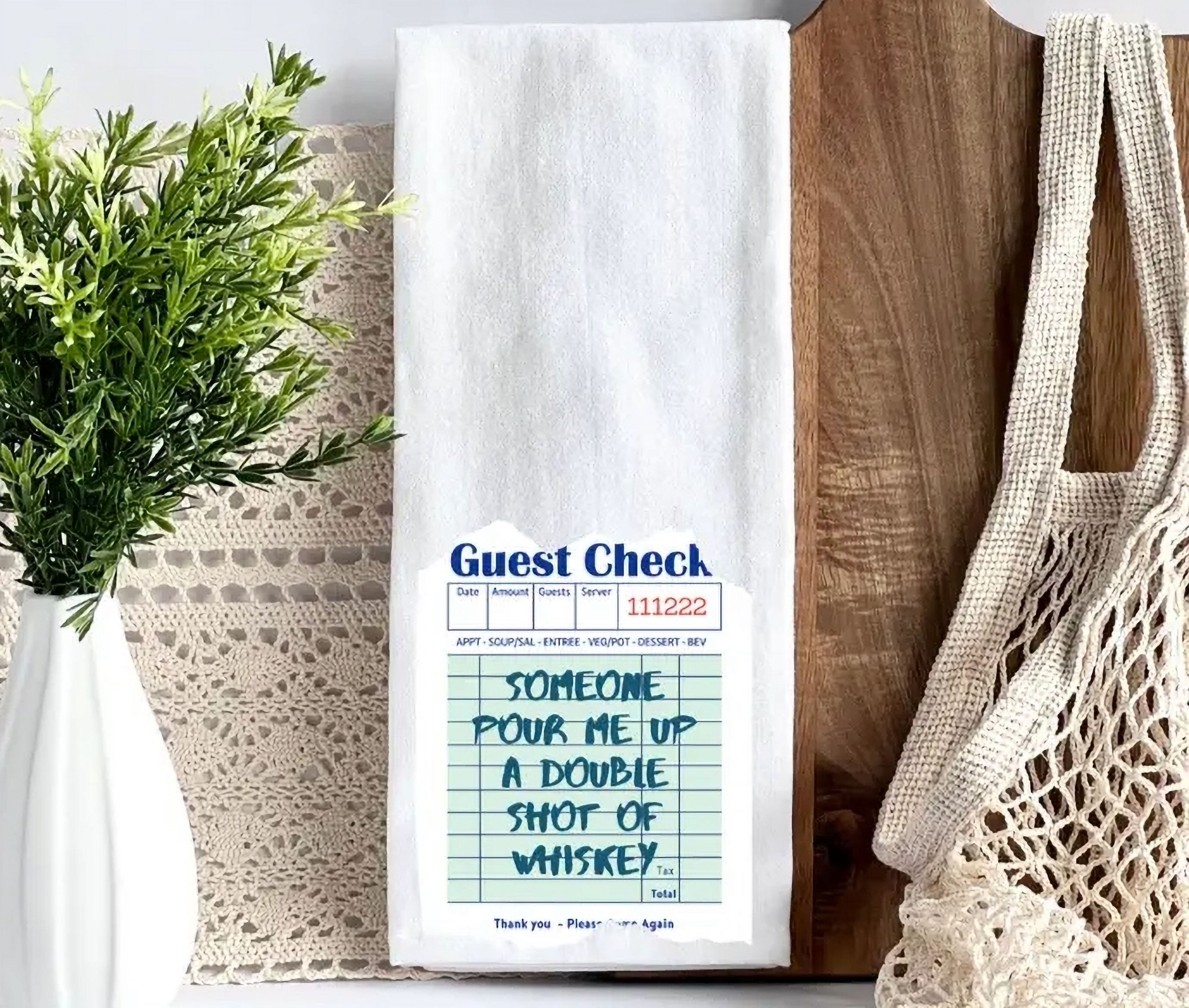 Pour A Double Shot Guest Ticket Tea Towel