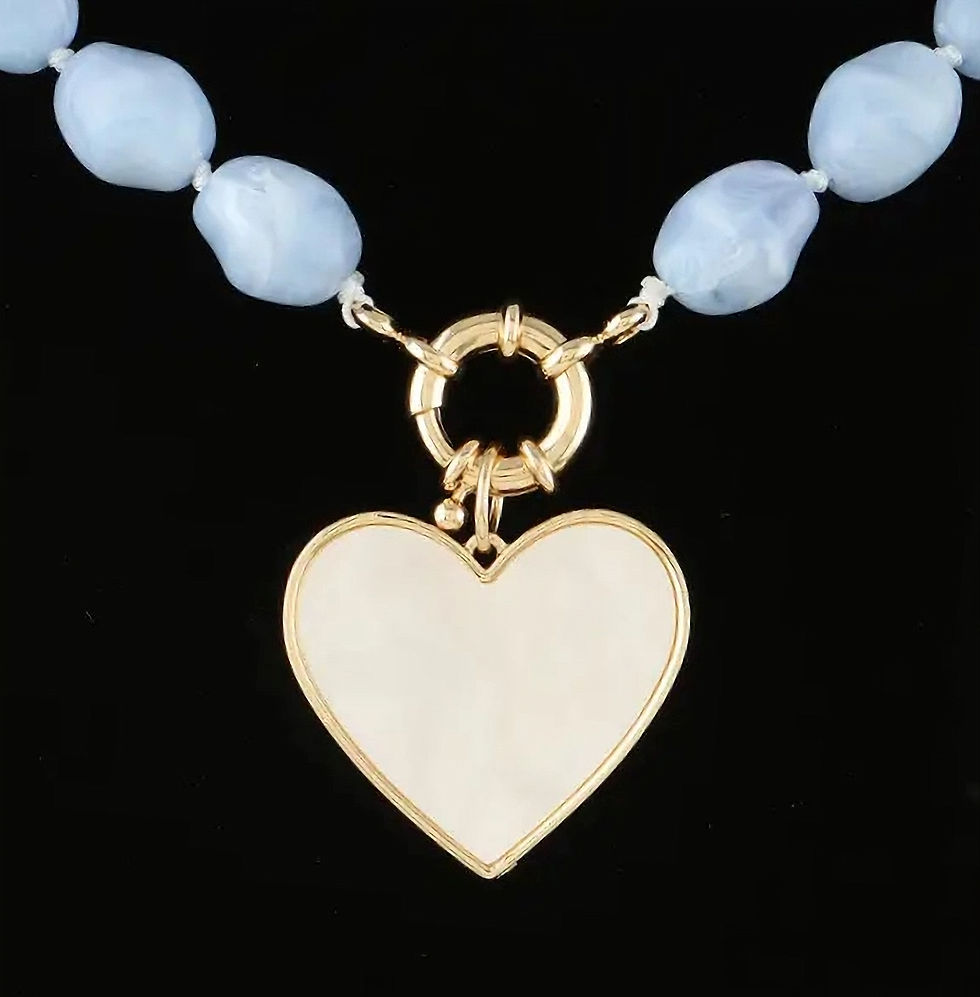 Thumbnail: Marble Stone Beaded Heart Necklace