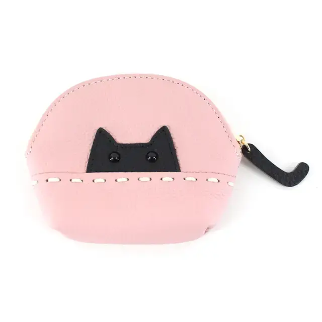Thumbnail: Leather Kitty Coin Purse w/Key Chain