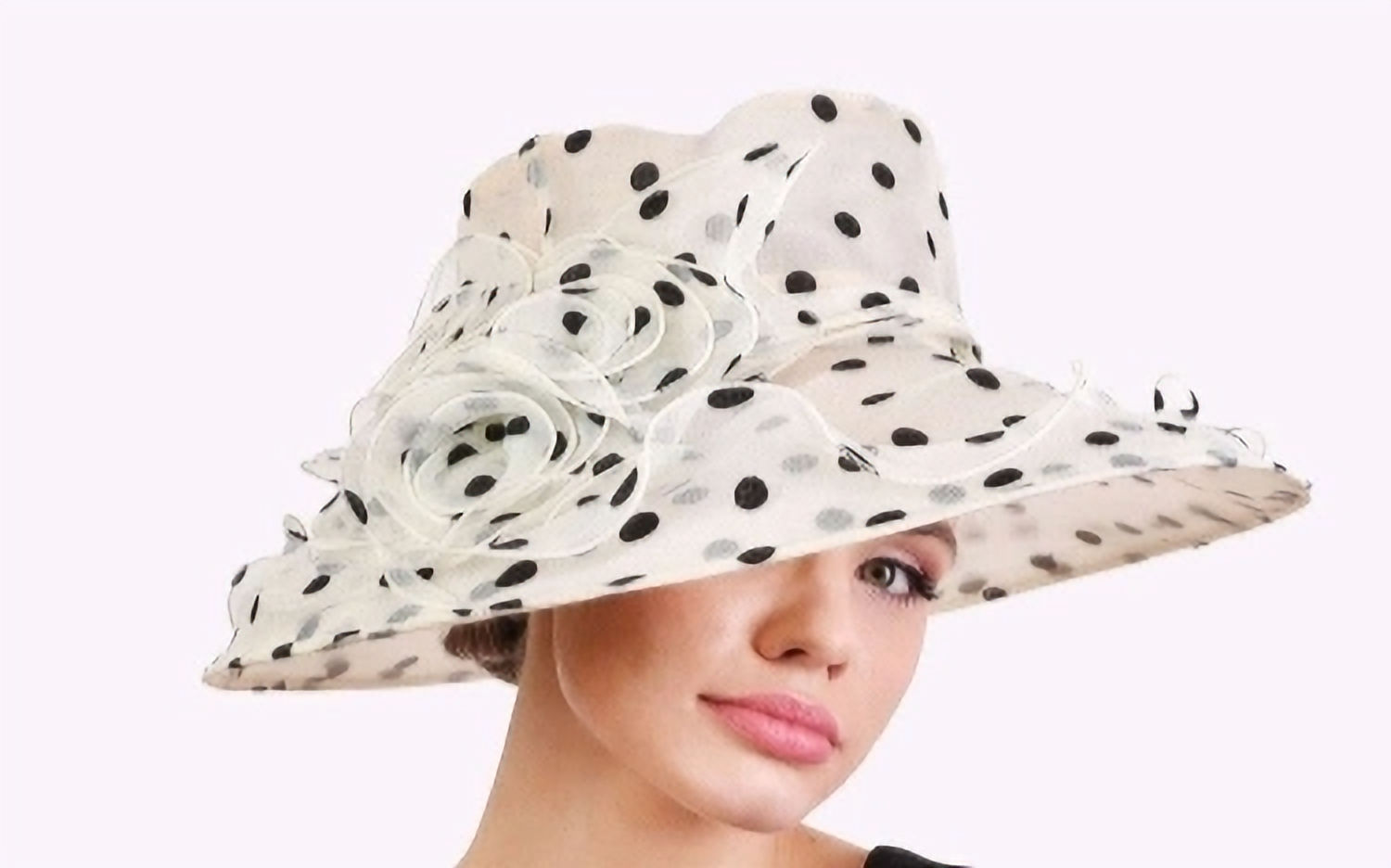 Large Brim Polka Dot Organza Hat