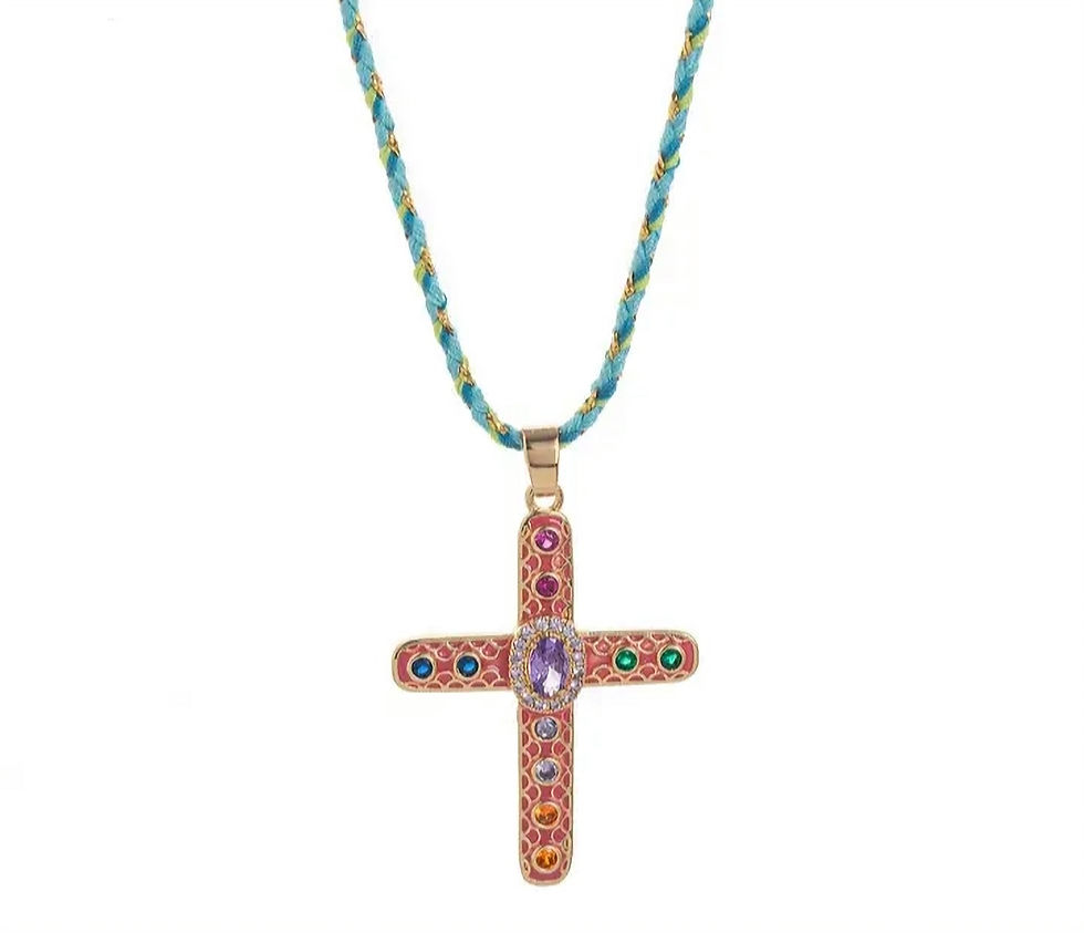 Thumbnail: Colorful Zircon Cross Pendant Necklace