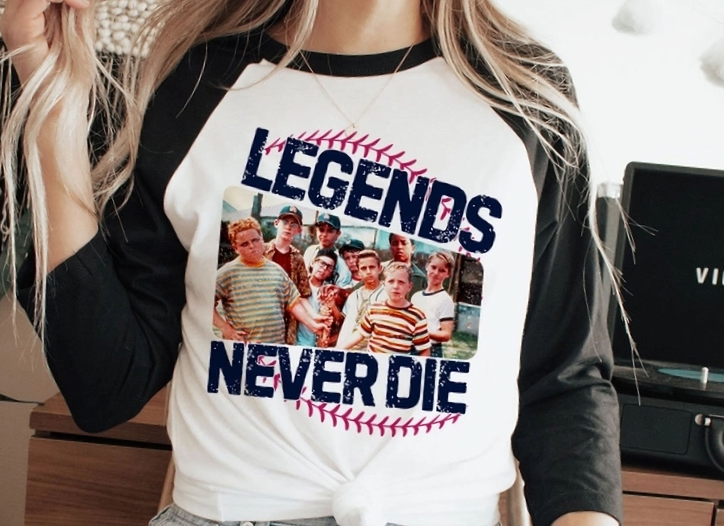 Legends Never Die Sandlot Baseball Raglan Tee