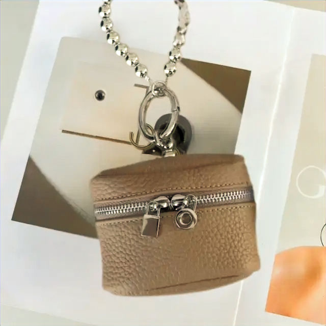 Thumbnail: Leather Sling Key Chain Mini Purse Charm