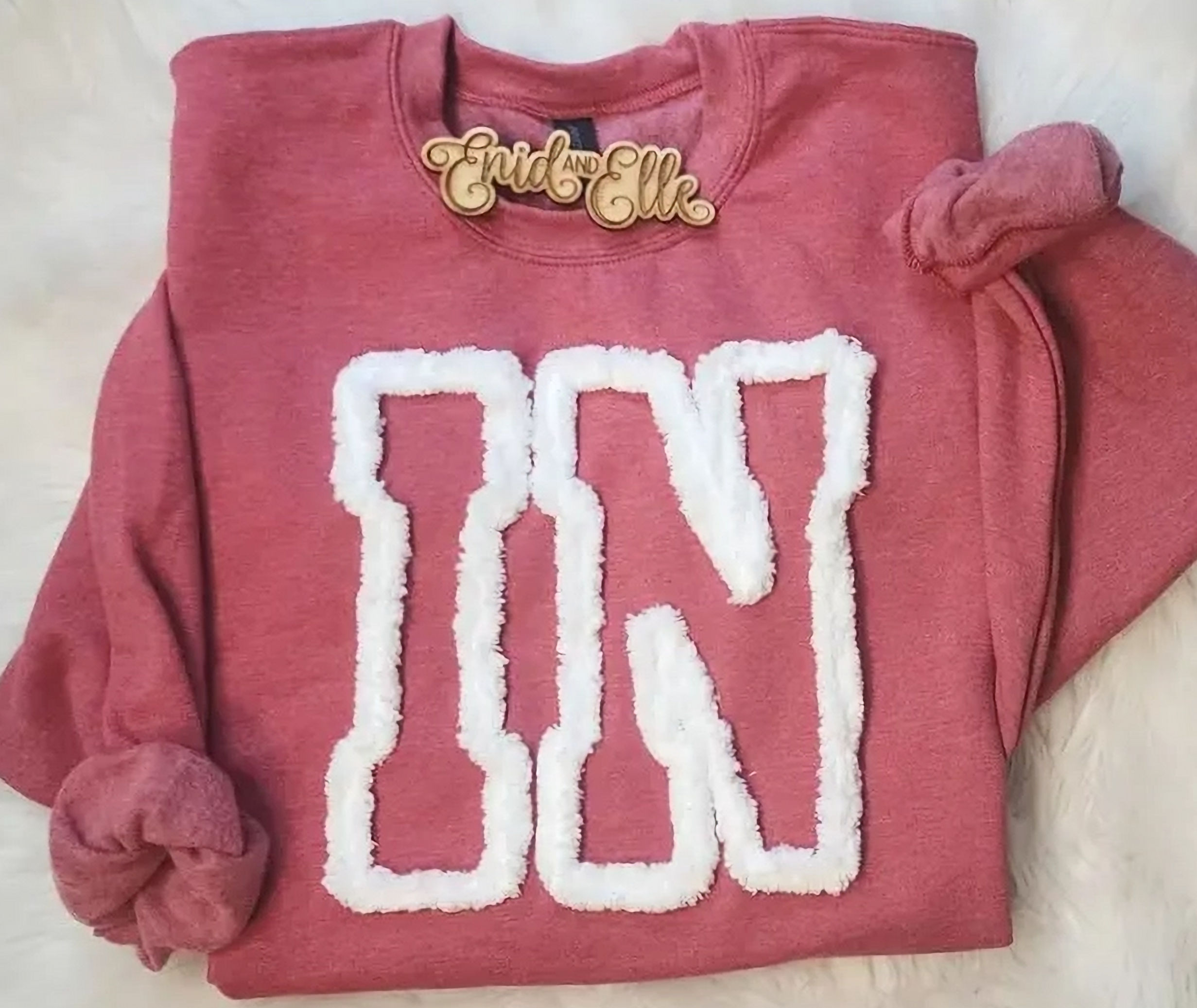 Chenille Yarn Initials Embroidery Custom Sweatshirt