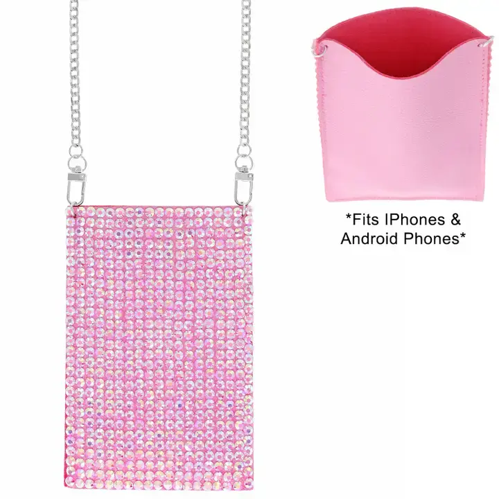 Thumbnail: Rhinestone Cell Phone Bag with Chain Strap