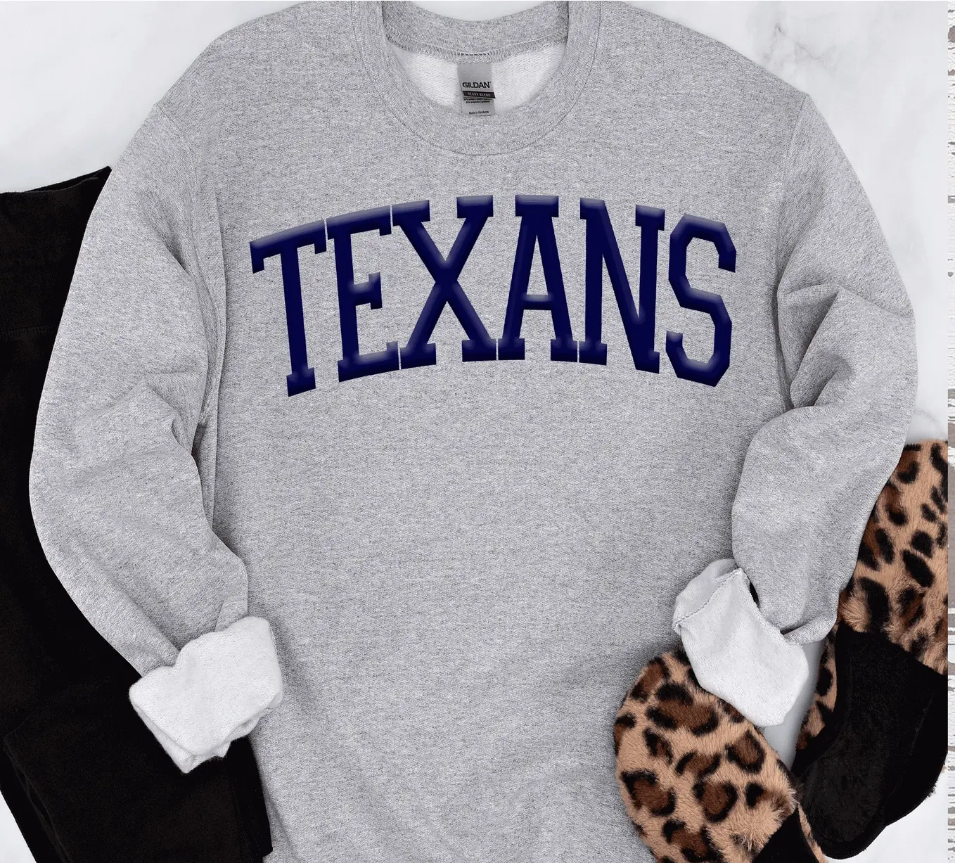 Texans Puff Vinyl 3D Embossed Sweatshirt