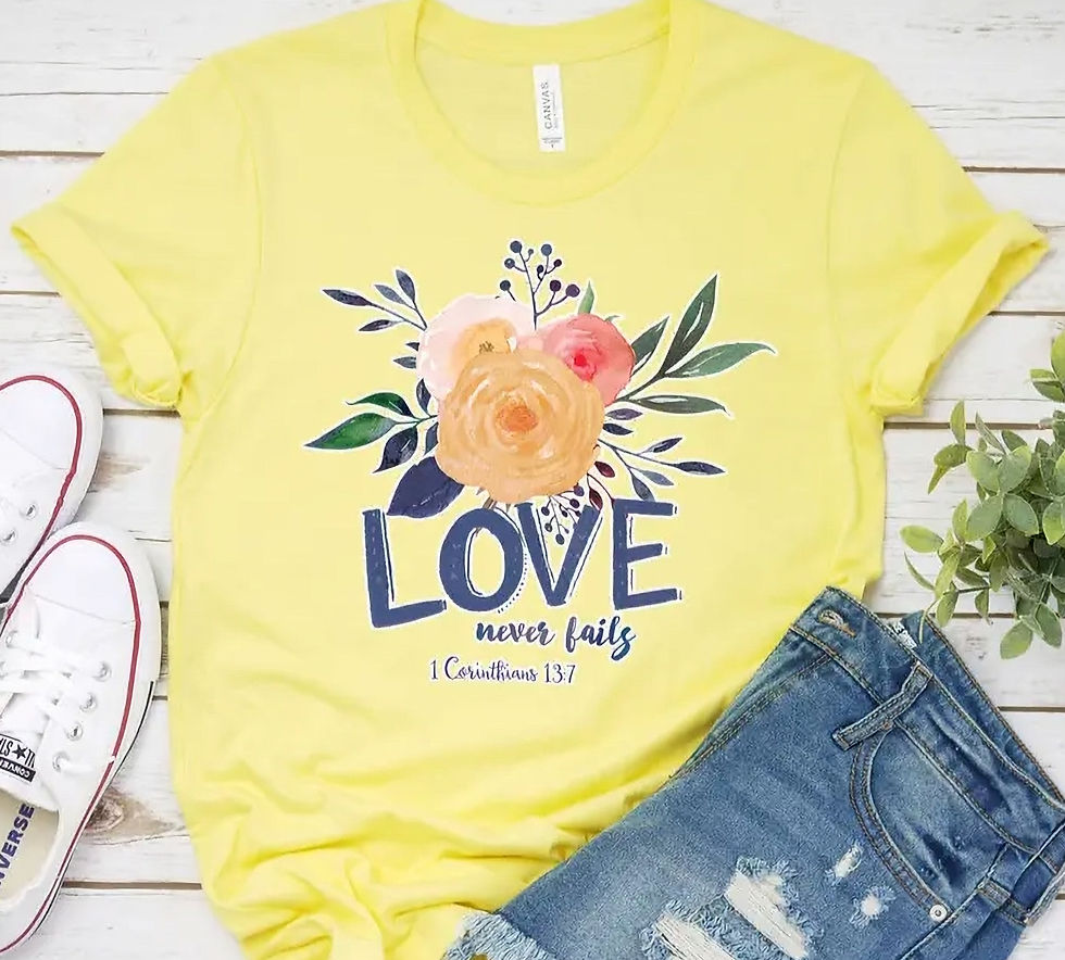 Thumbnail: Love Never Fails Short Sleeved Graphic Tee