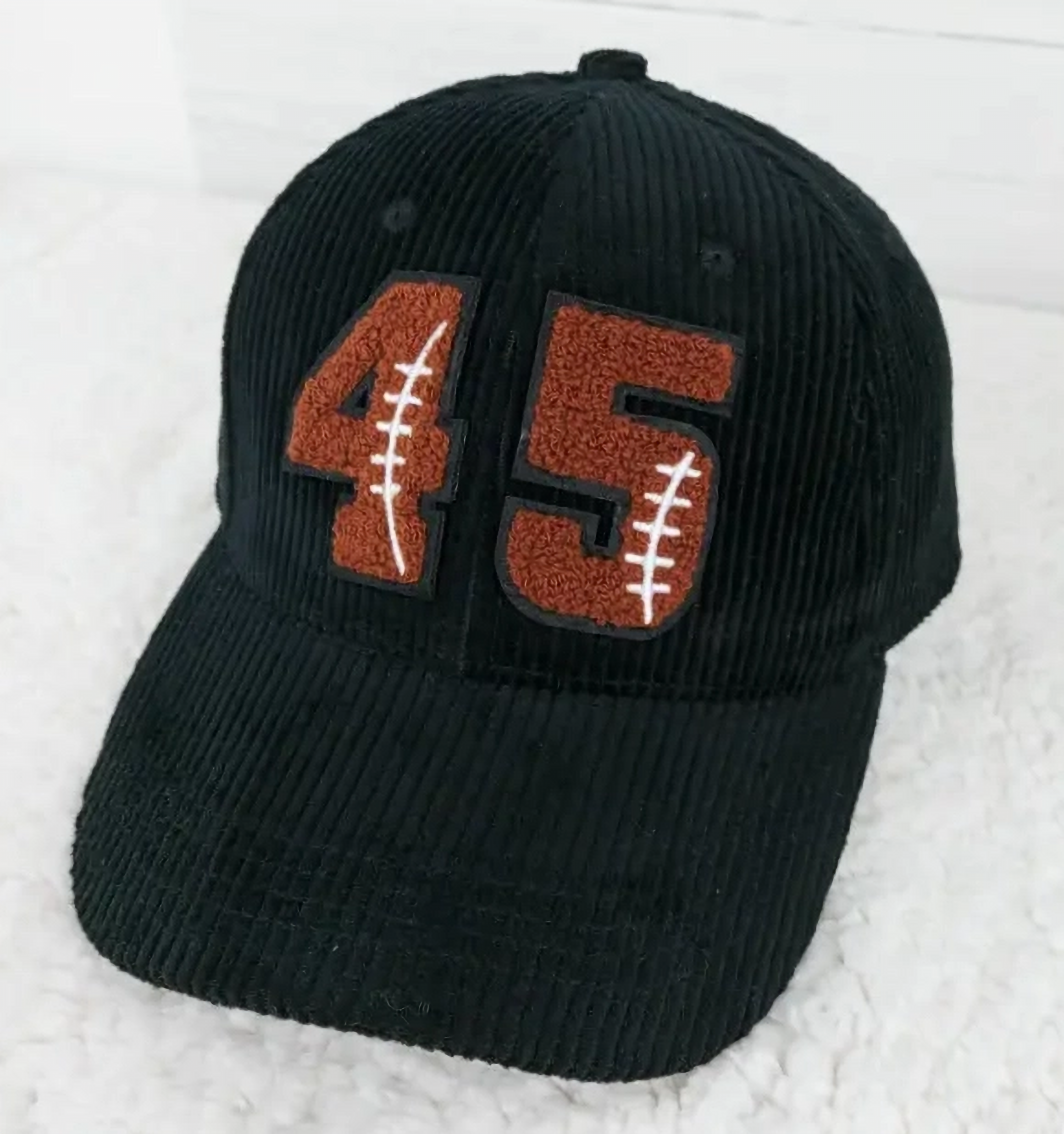 Chenille Football Number Corduroy Custom Trucker Hat