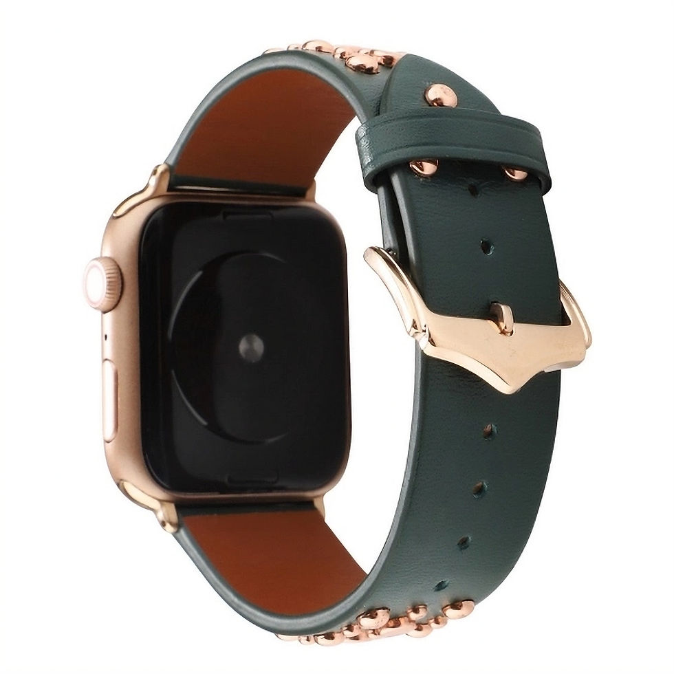 Thumbnail: Apple Watch 9-8 Gold Rivet Genuine Leather Strap