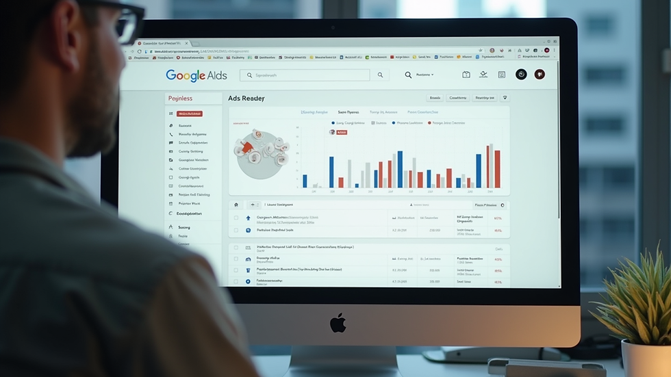 Eye-level view of a computer screen displaying Google Ads dashboard
