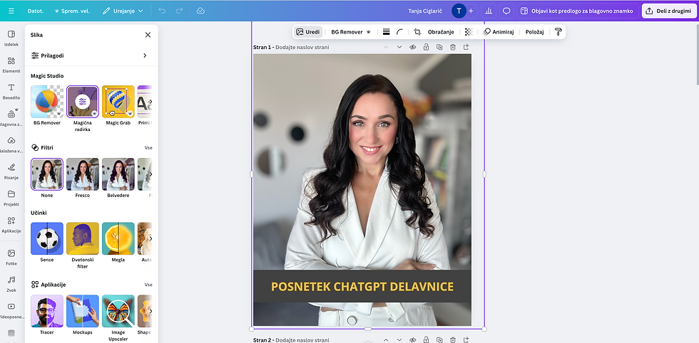 Popolne vizualne vsebine s pomočjo AI orodij v Canvi