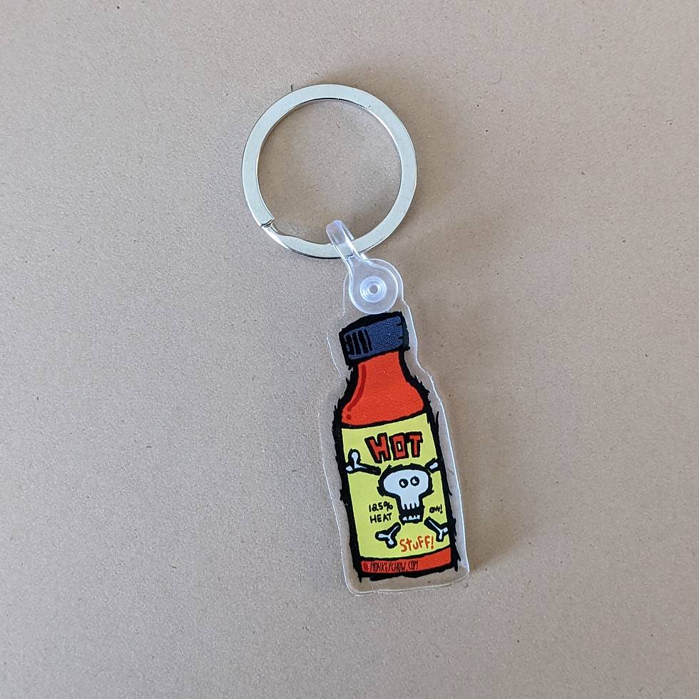 Thumbnail: Hot Sauce Keychain! 125% heat! Ow! 2"