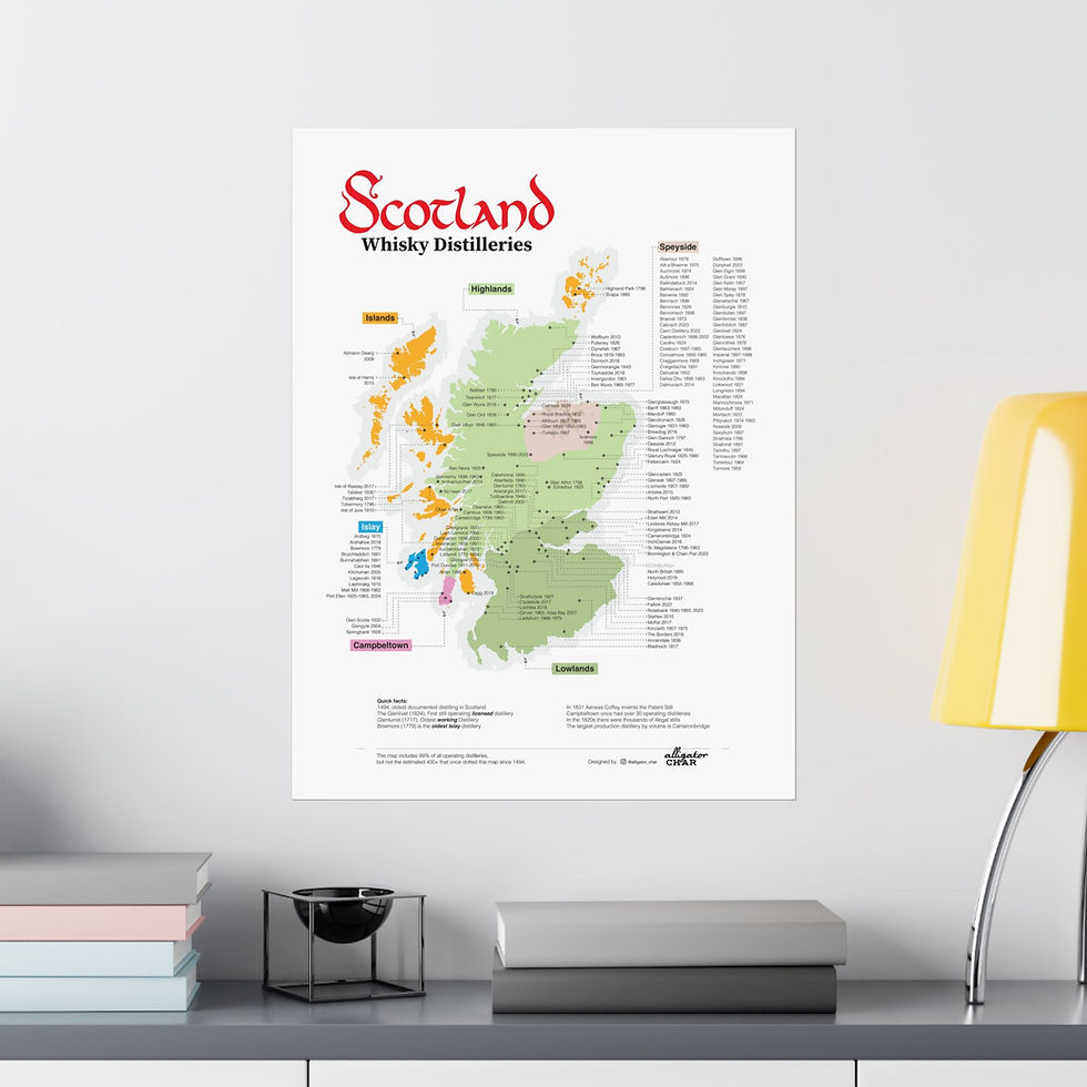 Thumbnail: Scotland Whisky Distilleries Map Art Print, Home Bar Decor