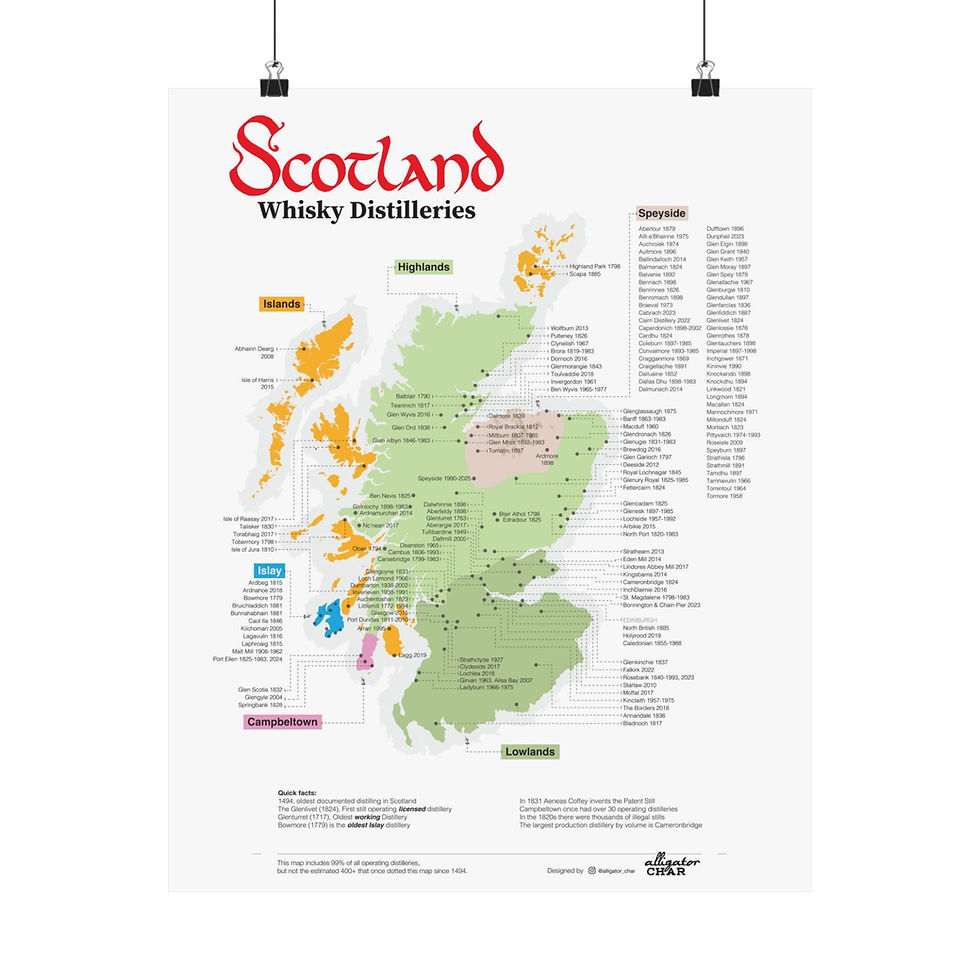 Thumbnail: Scotland Whisky Distilleries Map Art Print, Home Bar Decor