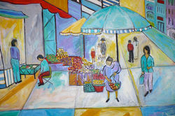 Scene with Umbrellas and Fruit Stand
