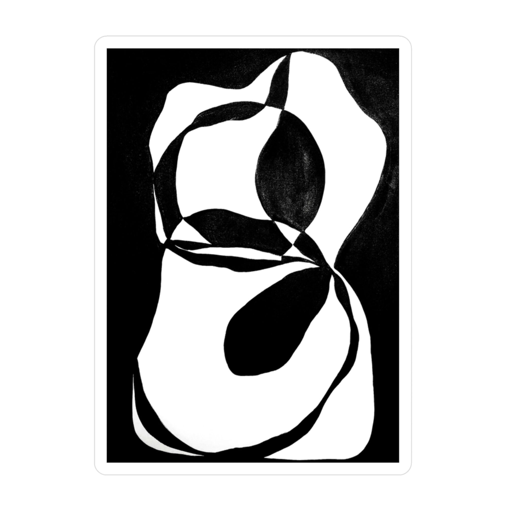 Abstract black and white curvy line art on a tote bag.