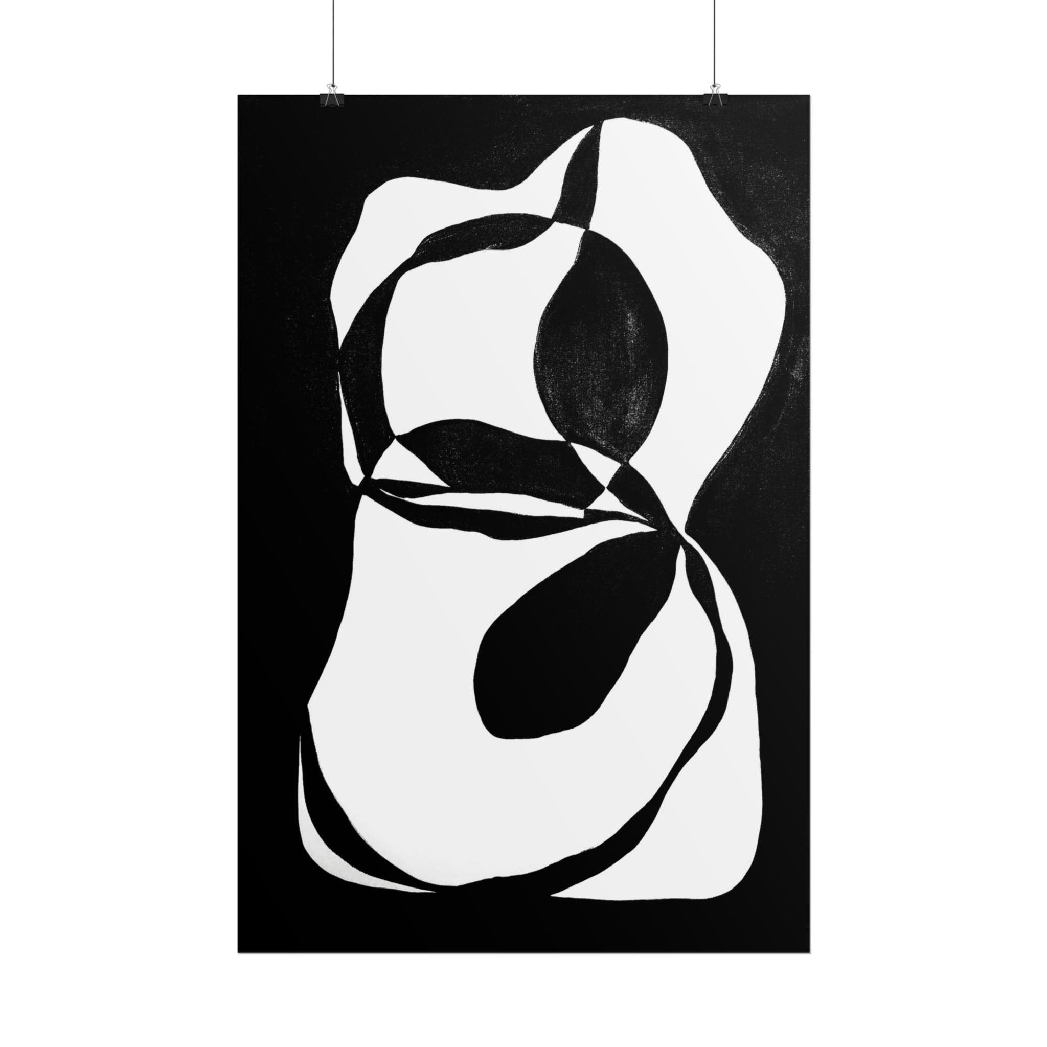 Abstract black and white kiss-cut vinyl decal design.