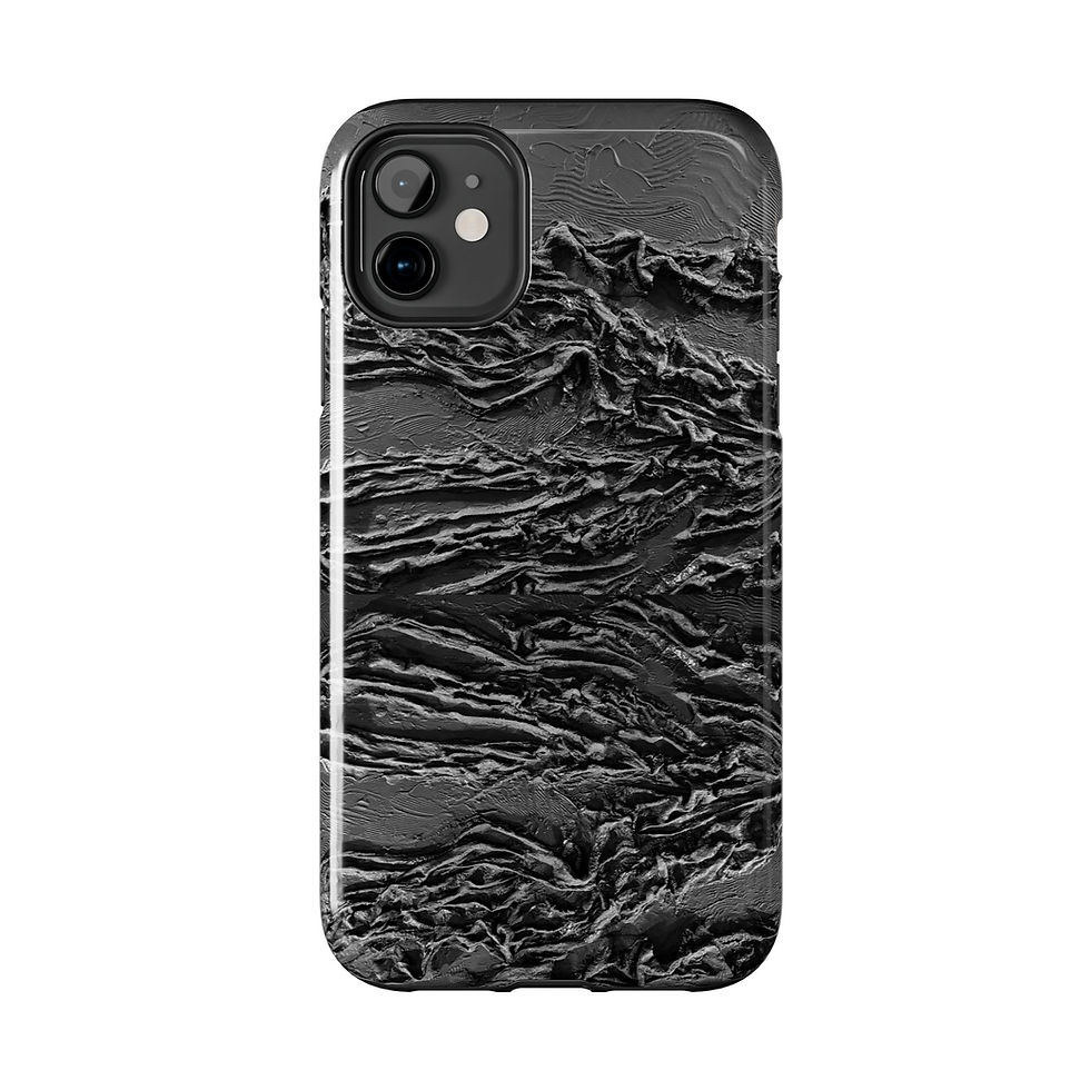 Black textured phone case with abstract ridged design