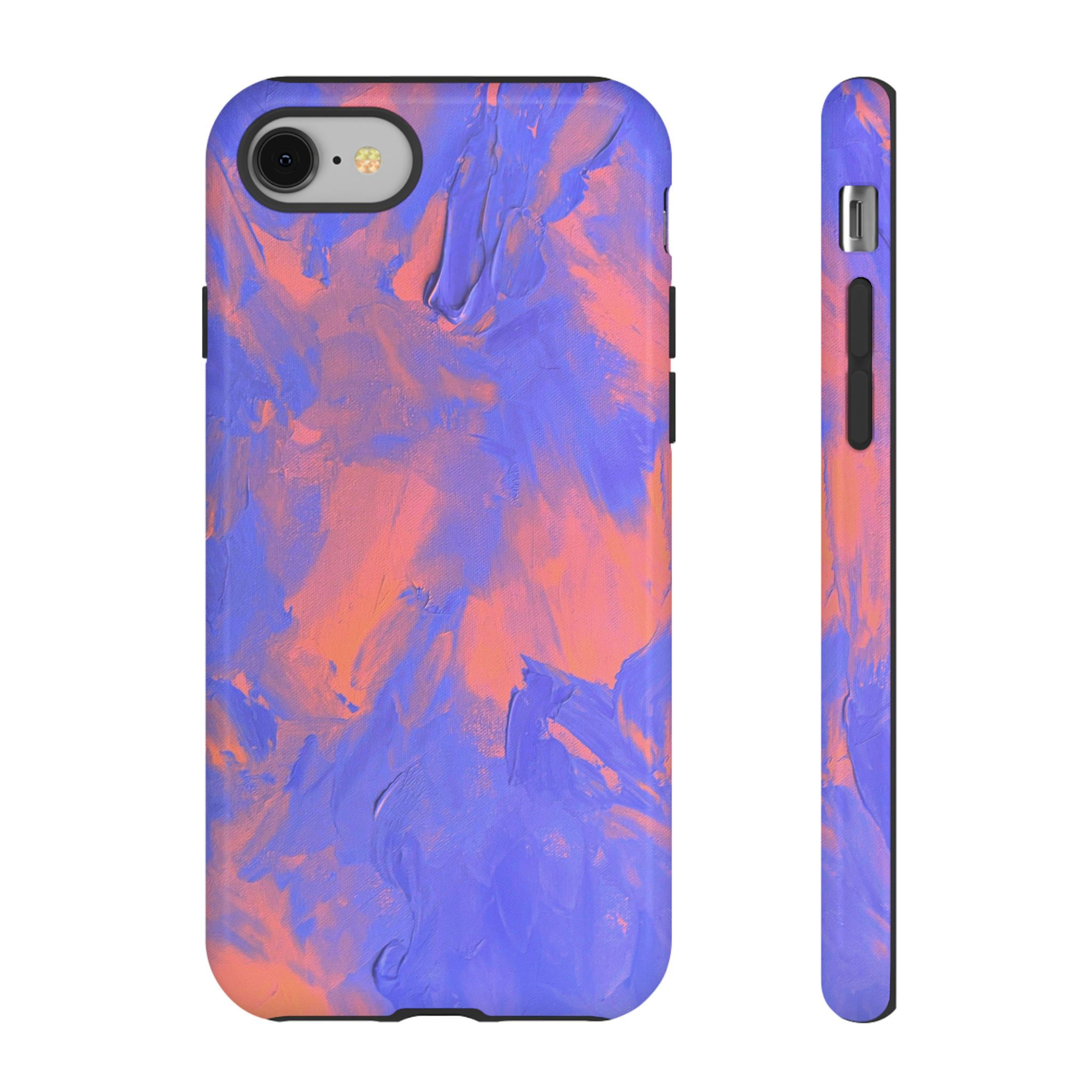 Abstract Purple & Coral Tough Phone Case — Protective Artful iPhone Cover