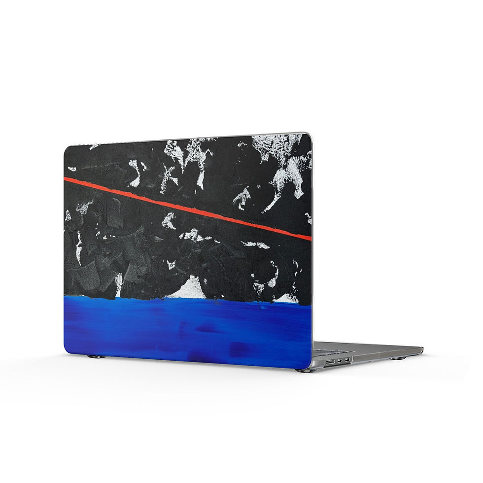Kiss-cut vinyl decal on a laptop featuring abstract art
