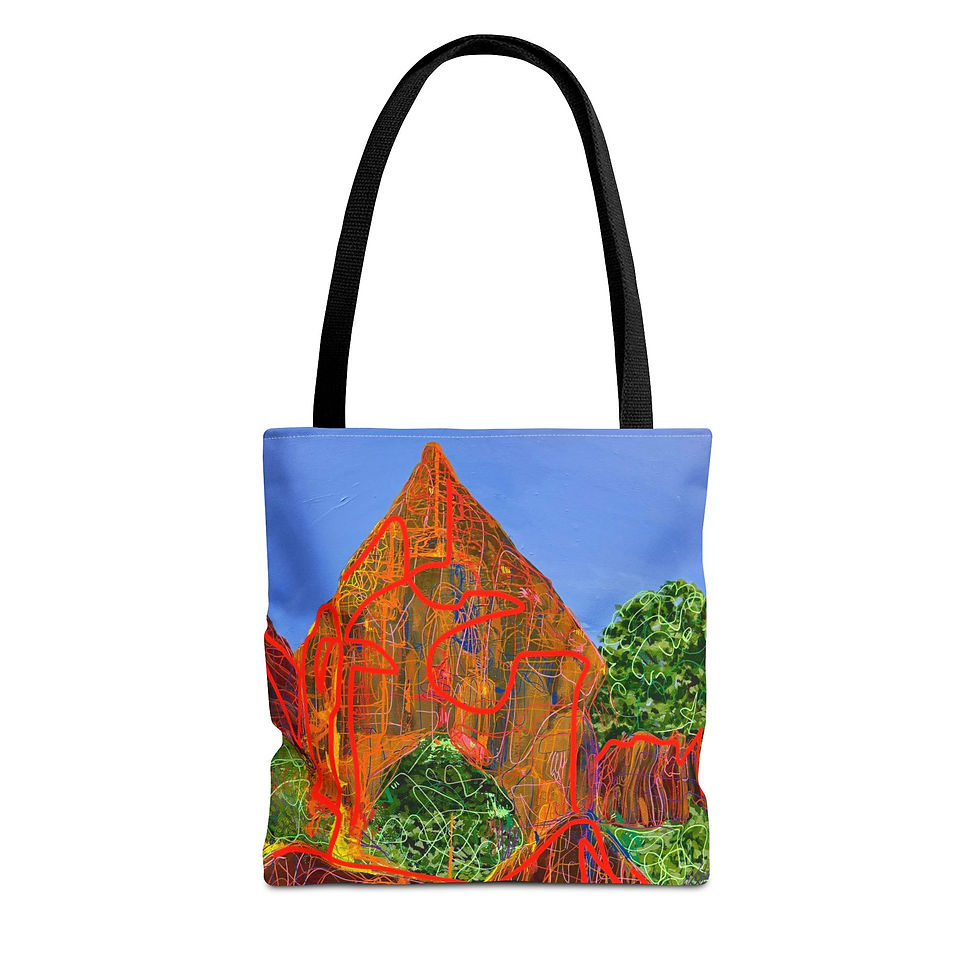 Tote Bag (AOP) with abstract mountain landscape art