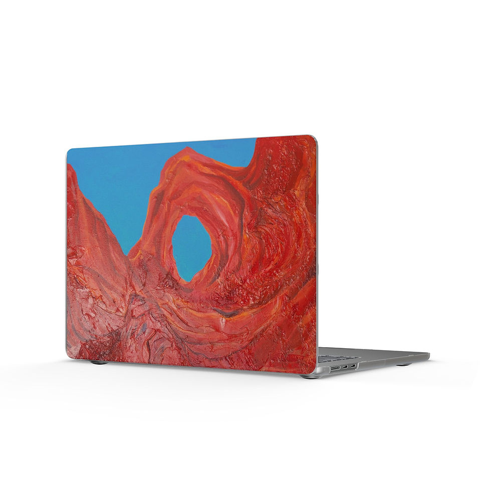 Laptop skin with red abstract rock formation design