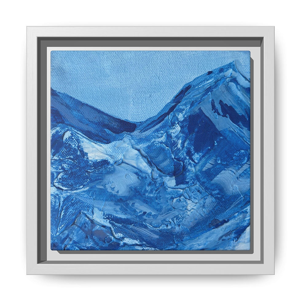 Blue mountain landscape kiss-cut vinyl decal in frame
