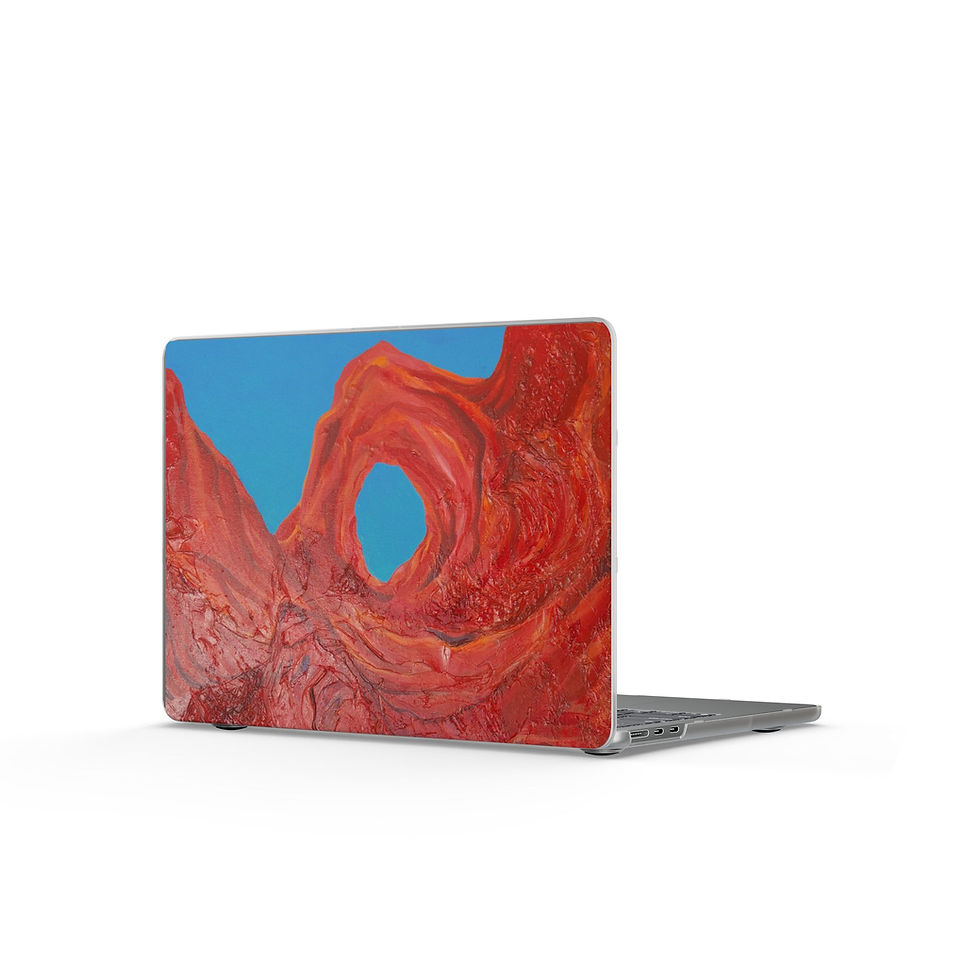 Laptop with red rock desert arch art skin