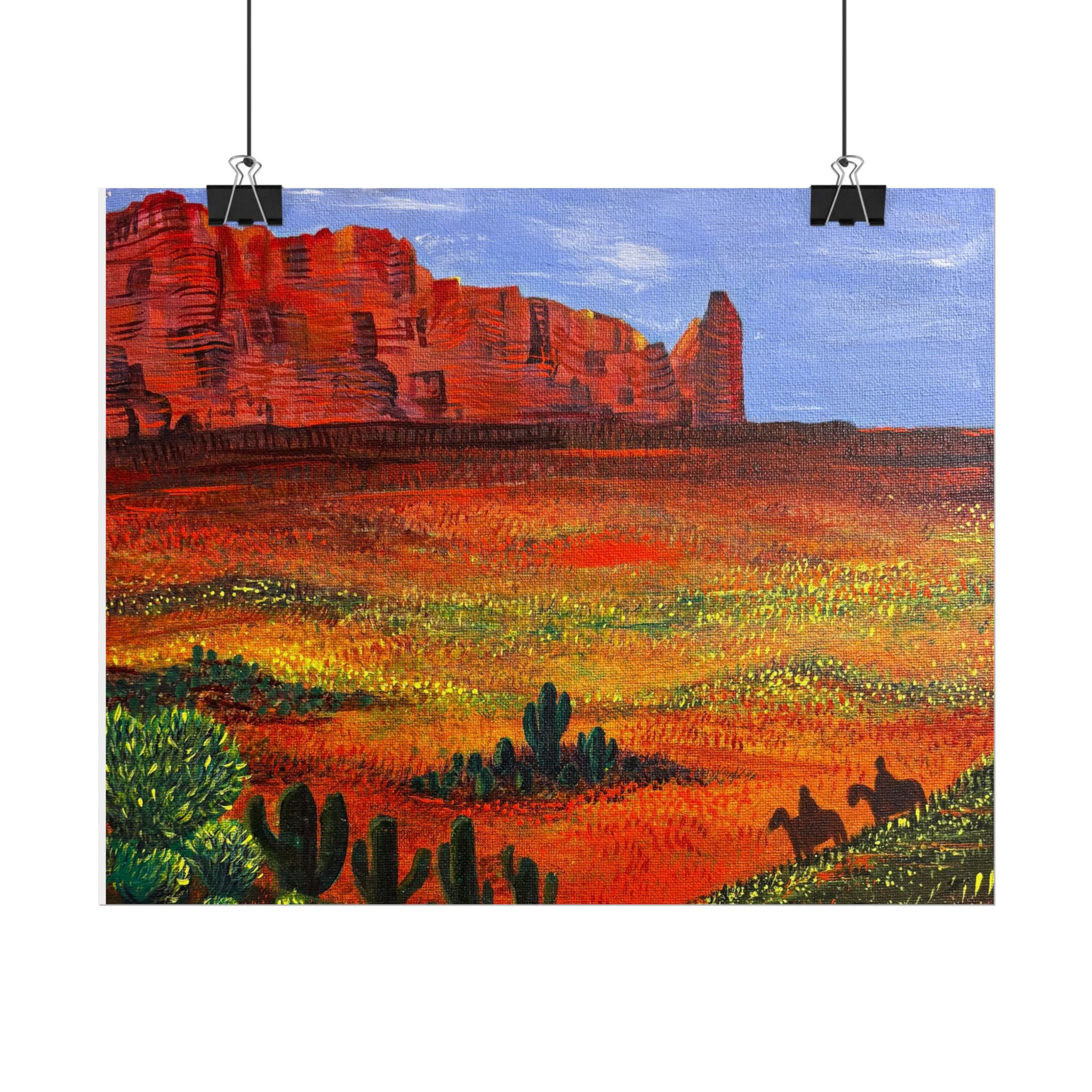 Kiss-cut vinyl decal of a desert landscape painting.