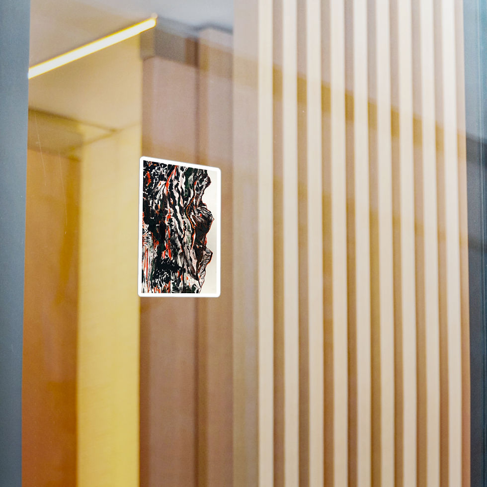 Abstract black and red pattern sticker on a glass door