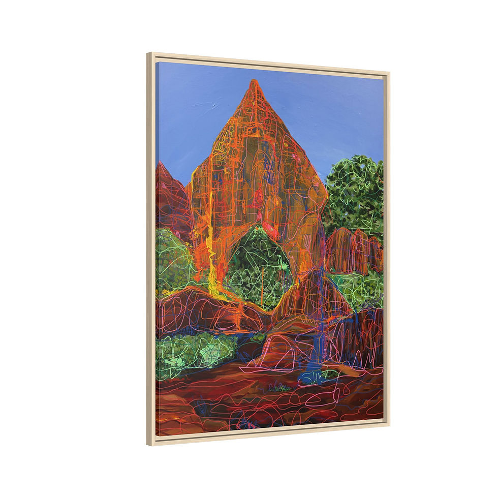 Abstract landscape art on a kiss-cut vinyl decal.