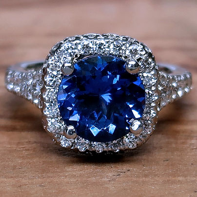 Fine Tanzanite Pave Diamond Ring