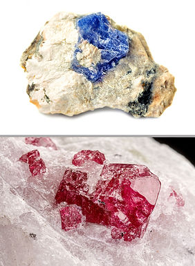 Mogok, Myanmar (Burma) Blue Sapphire & Ruby in Host Rock