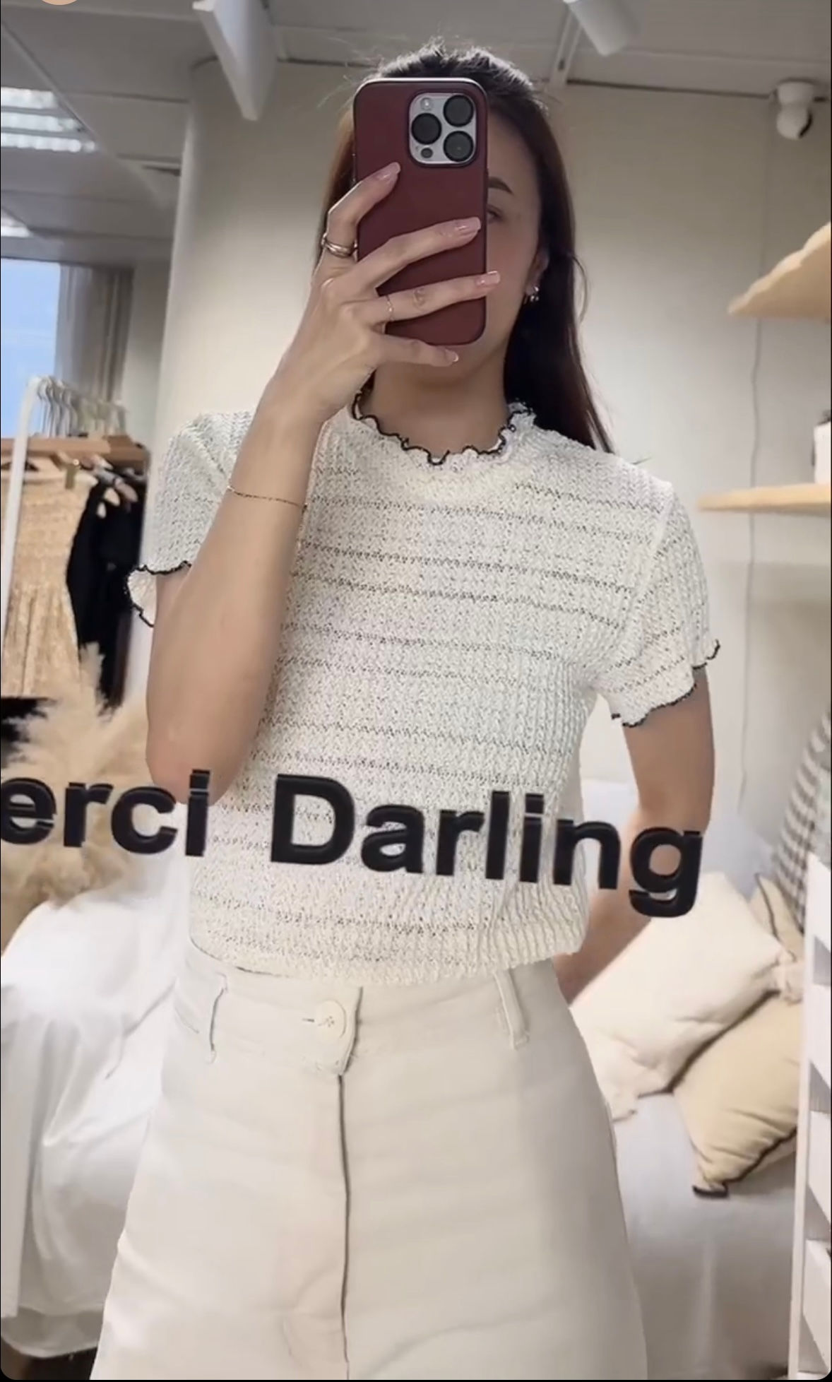 Aiime撞色木耳邊上衣