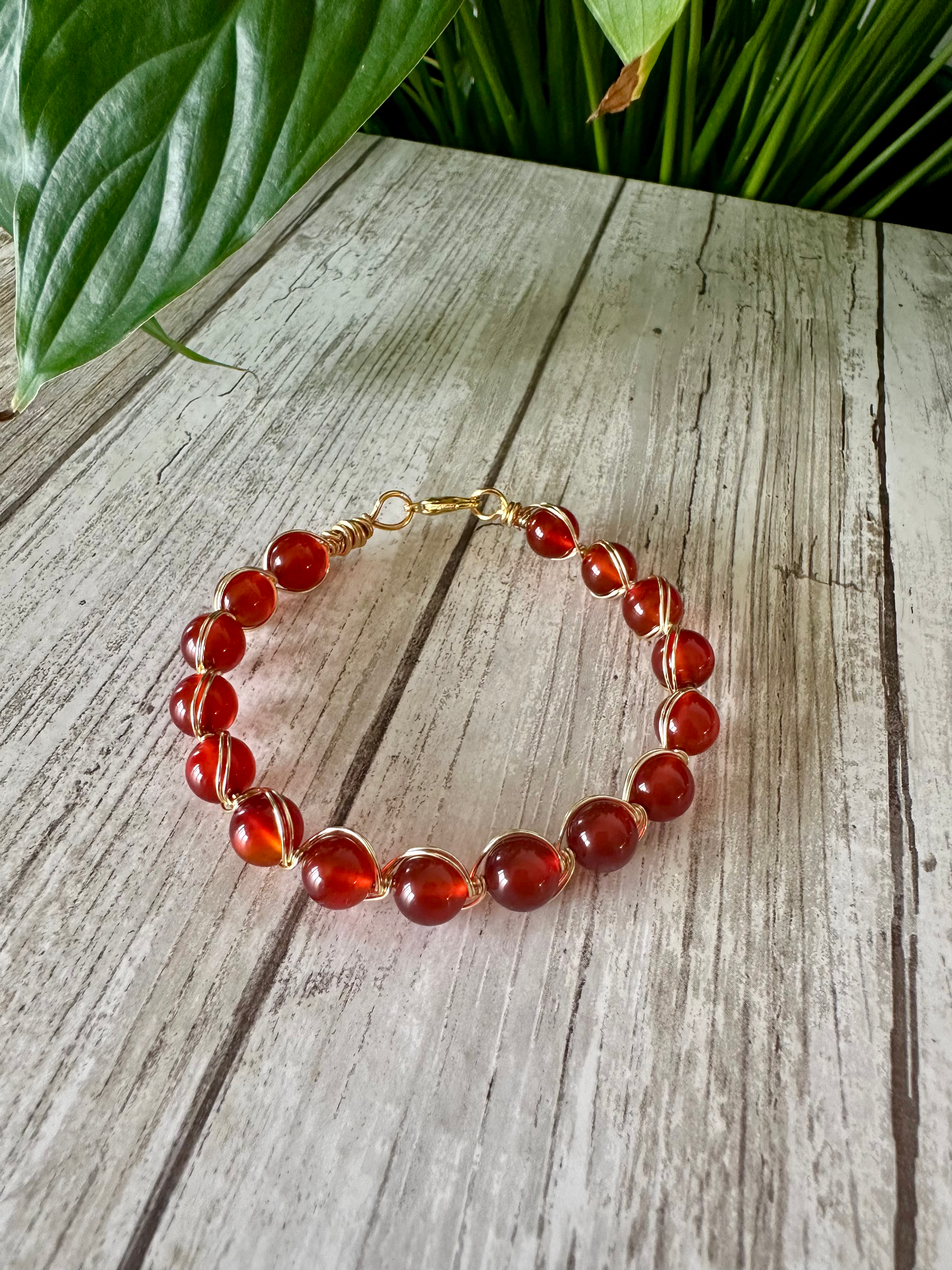 🔥 Carnelian Wire-Wrapped Bracelet