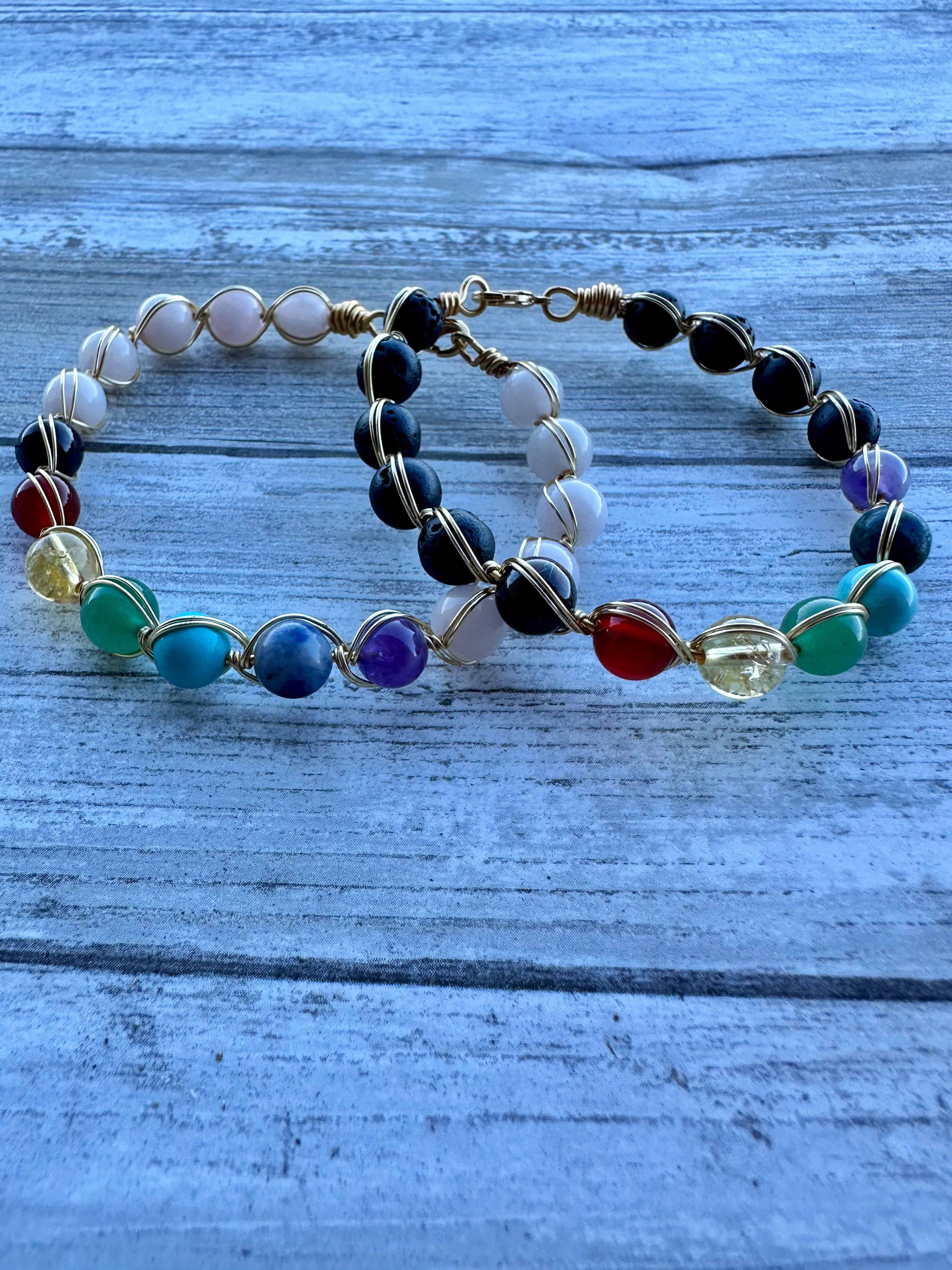 7 Chakra Wire-Wrapped Bracelet