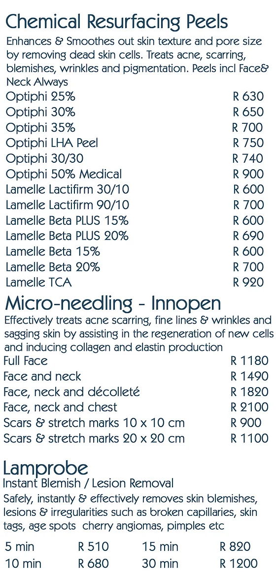 Pricing And Specials Derma Clear Advanced Skin And Laser Clinic