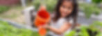 Little girl in garden with watering can