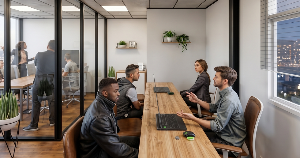 Interior de um escritório modular feito para a empresa Armac